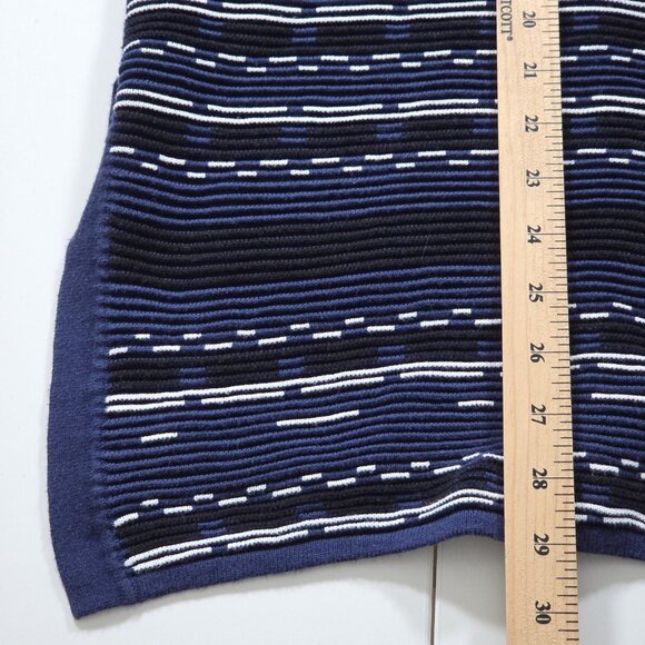 Marla Wynne Cardigan Women L Navy White 3/4 Sleeve Slouchy Mature Lagenlook Boho - Picture 9 of 16